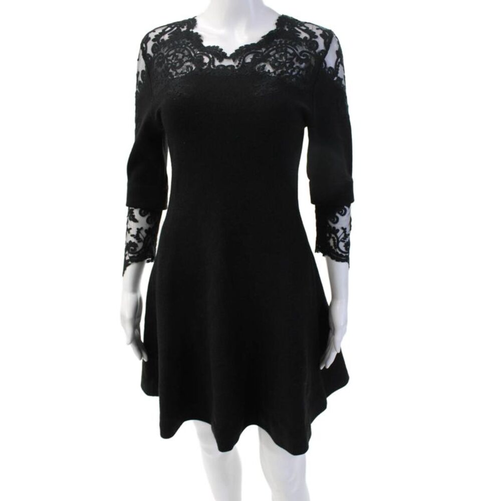 Azadeh Couture Women A-Line Fit & Flare Dress Black 3/4 Sleeve Size M Tall